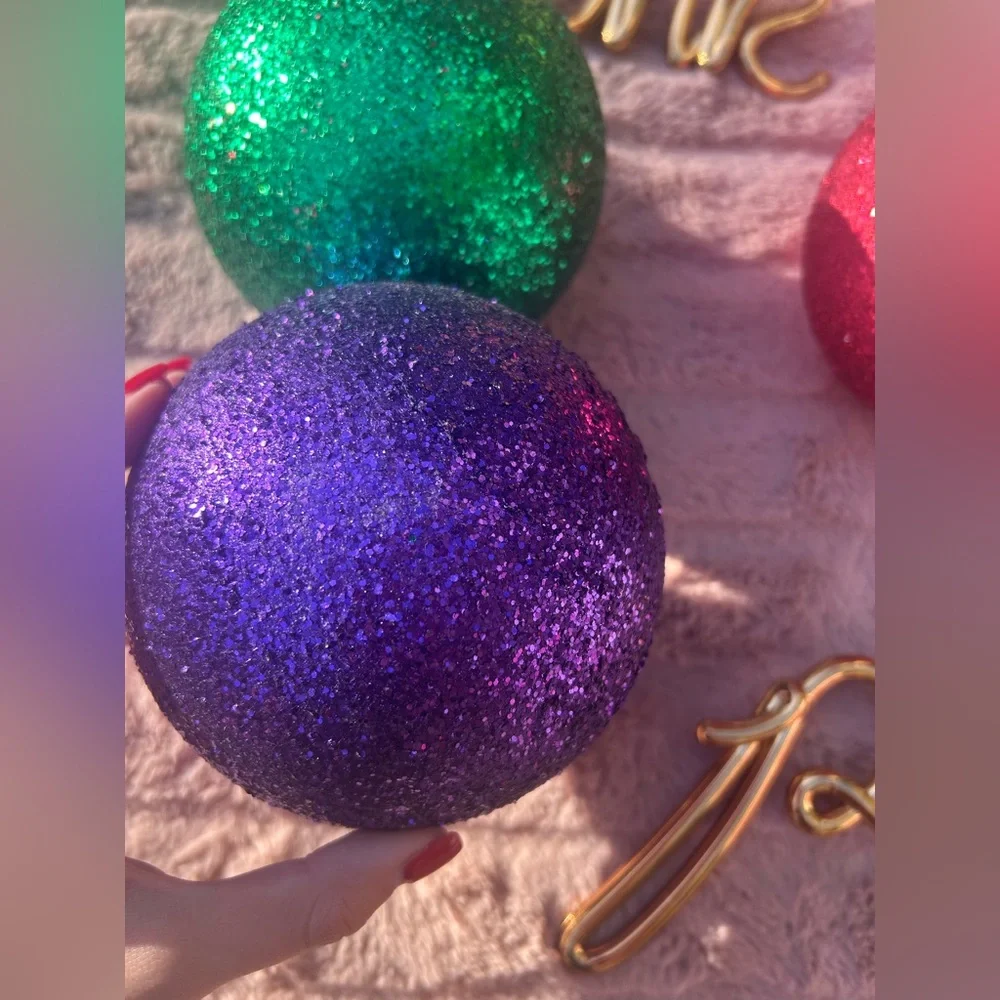 RARE Victoria’s Secret Pink Large Christmas Tree Ornament Balls Set Of 3